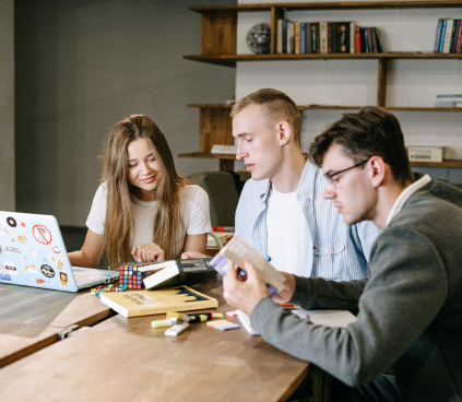 Three marketing and advertising people sharing files on Zappaty